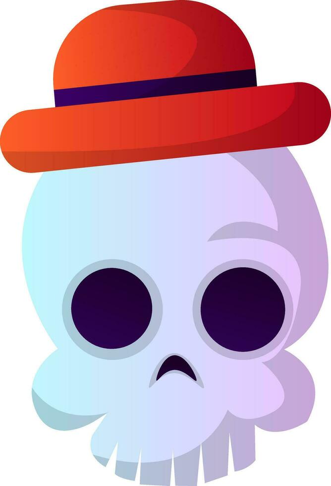 Cartoon skull with red hat vector illustartion on white background