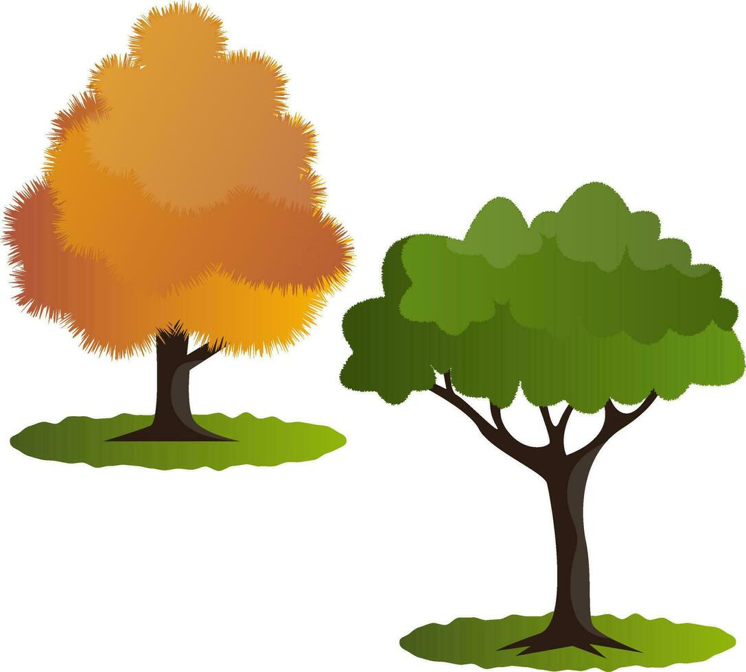 Two autumn tree vector illustration on white background