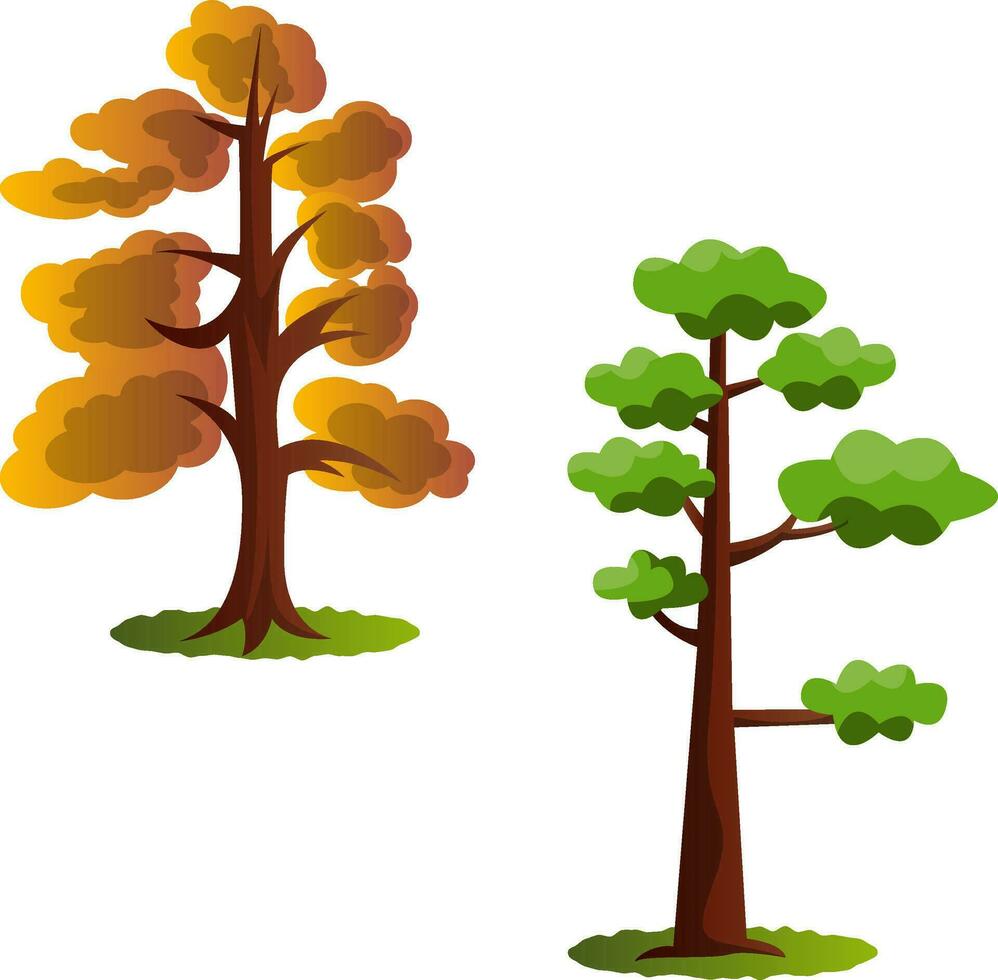 dos otoño árbol vector ilustración en blanco antecedentes