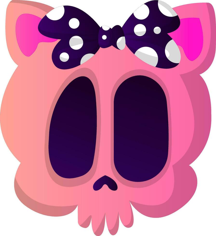 Cute cartoon skull with purple tie vector illustration on white background