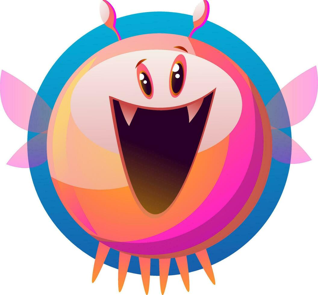 Happy cartoon pink monster vector illustartion on white background