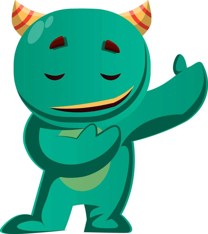 Green monster bowing for a lady vector illustration