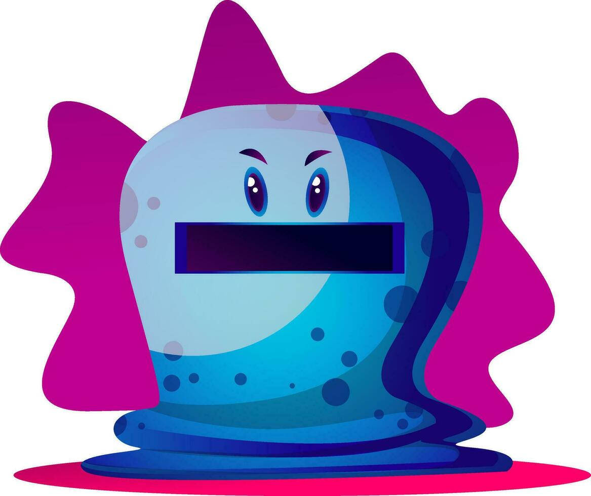 Angry blue cartoon monster vector illustartion on white background