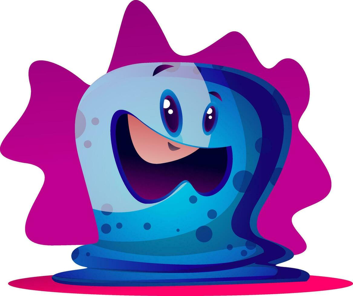 Confused cartoon blue monster vector illustartion on white background