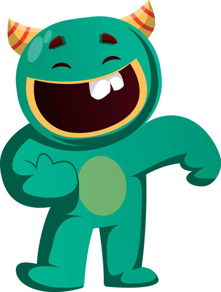 Green monster in a good mood vector illustration