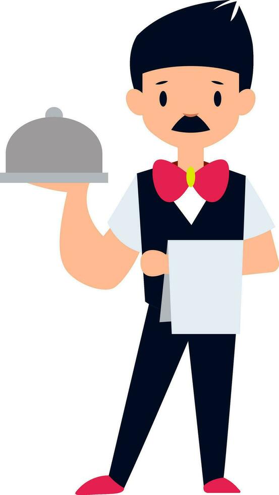 Male waiter character vector illustration on a white background