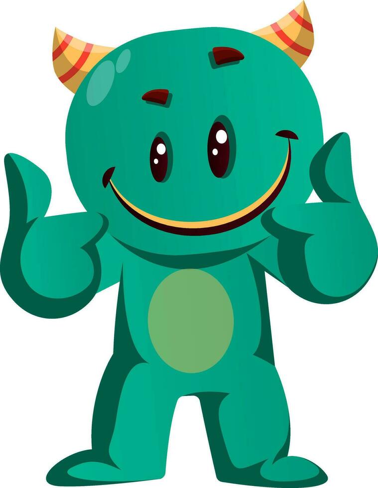 Green monster giving two thumbs up vector illustration
