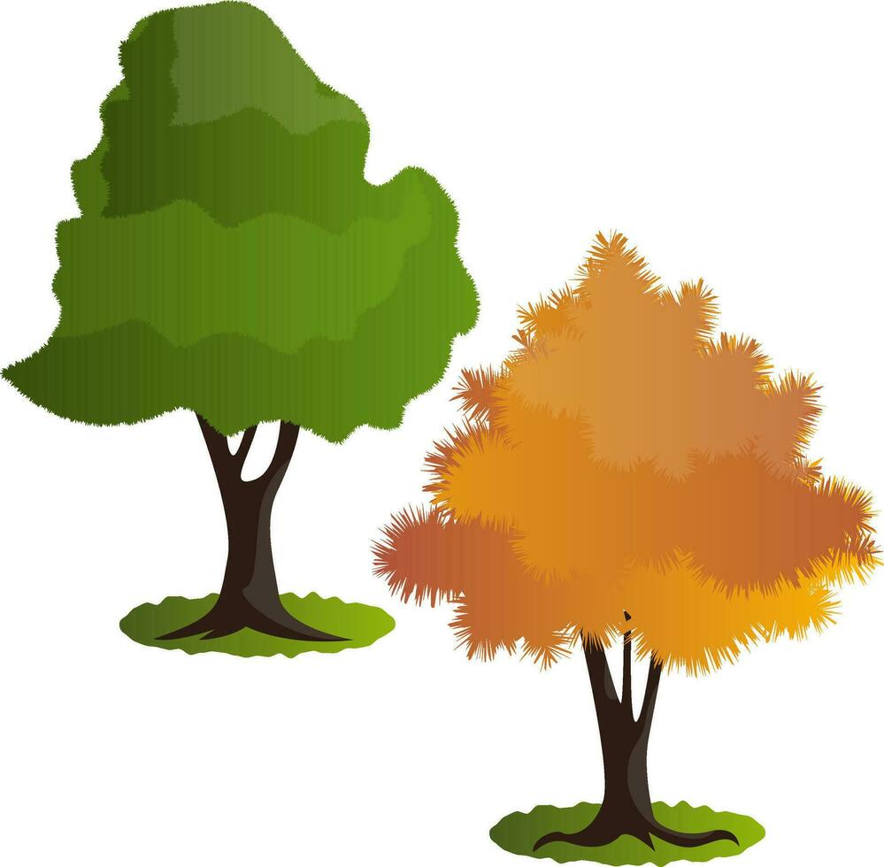 Two autumn tree vector illustration on white background