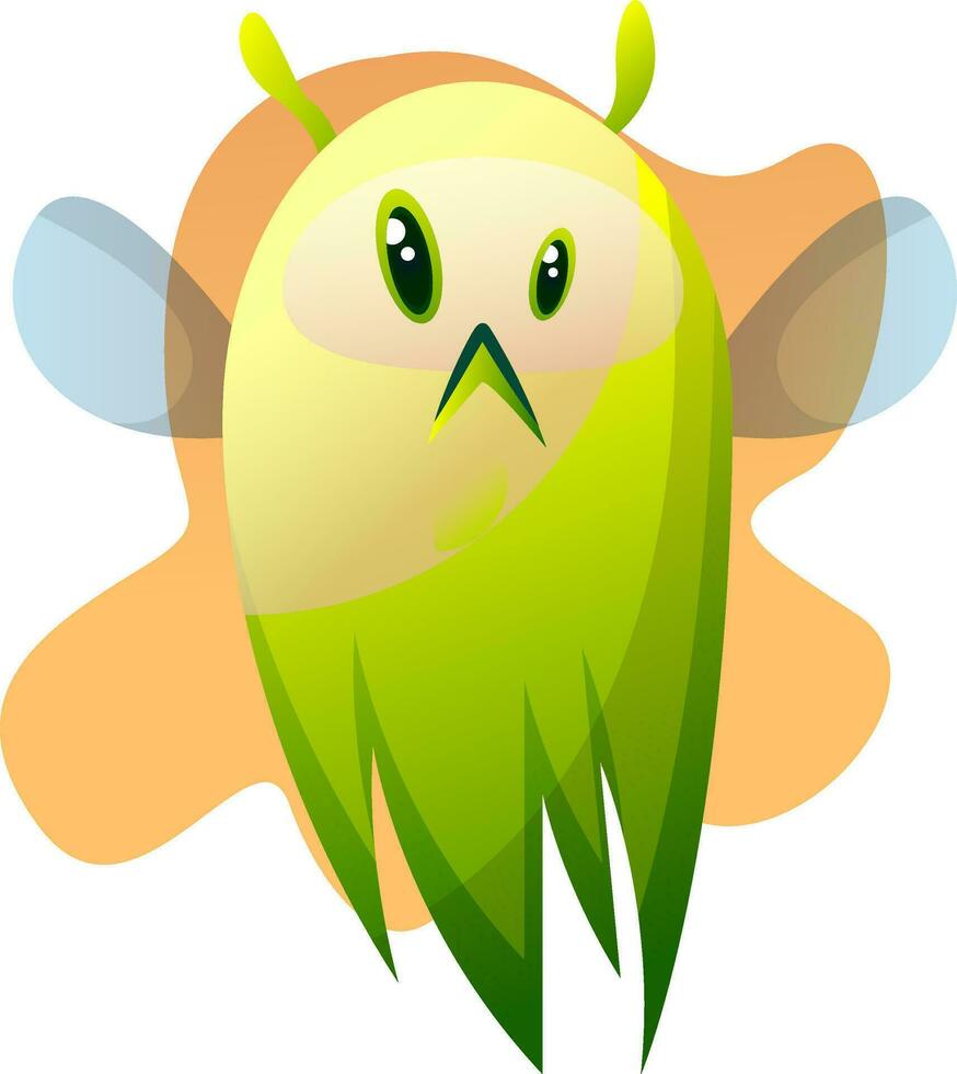 Sad cartoon green little monster vector illustartion on white background