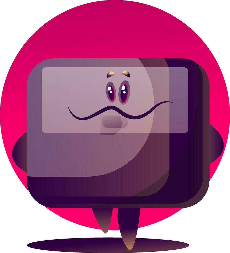 Purple cartoon TV monster vector illustartion on white background