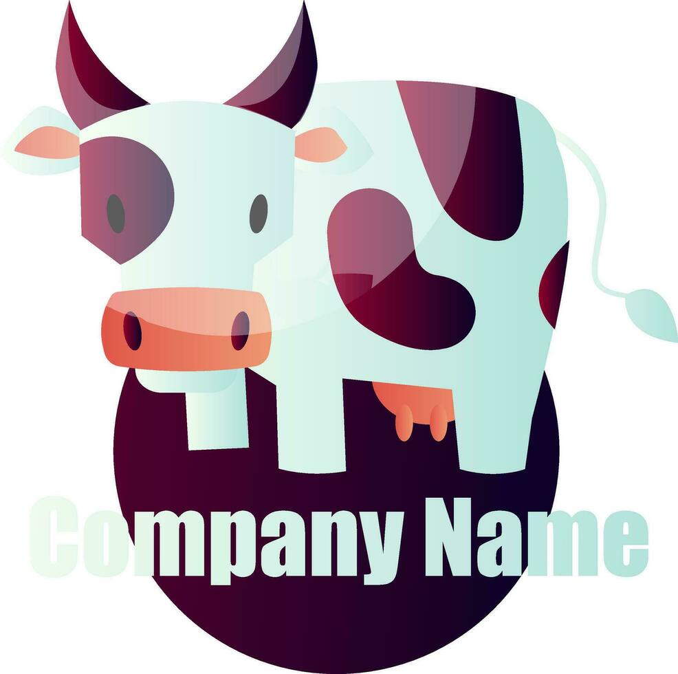 Cow with purple marks in front of purple circle vector logo design on white background