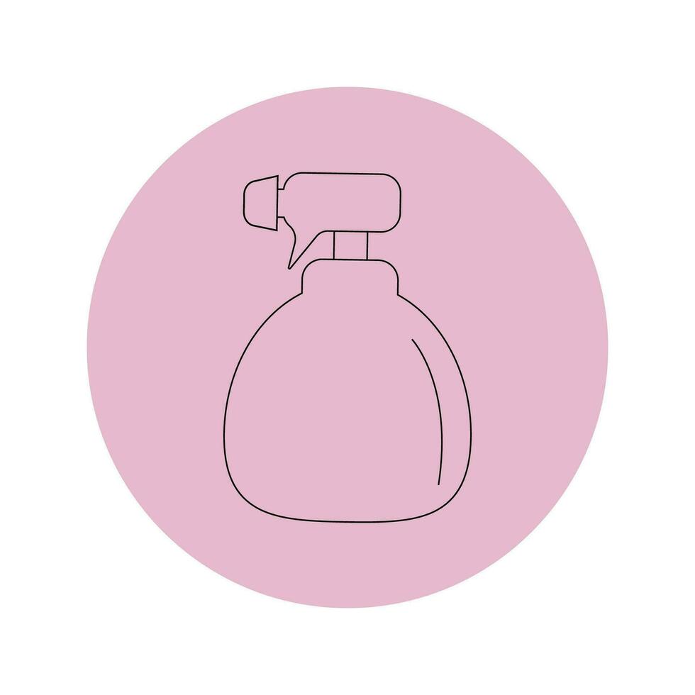 vector icono de un rociar botella en un rosado circulo en un blanco antecedentes.