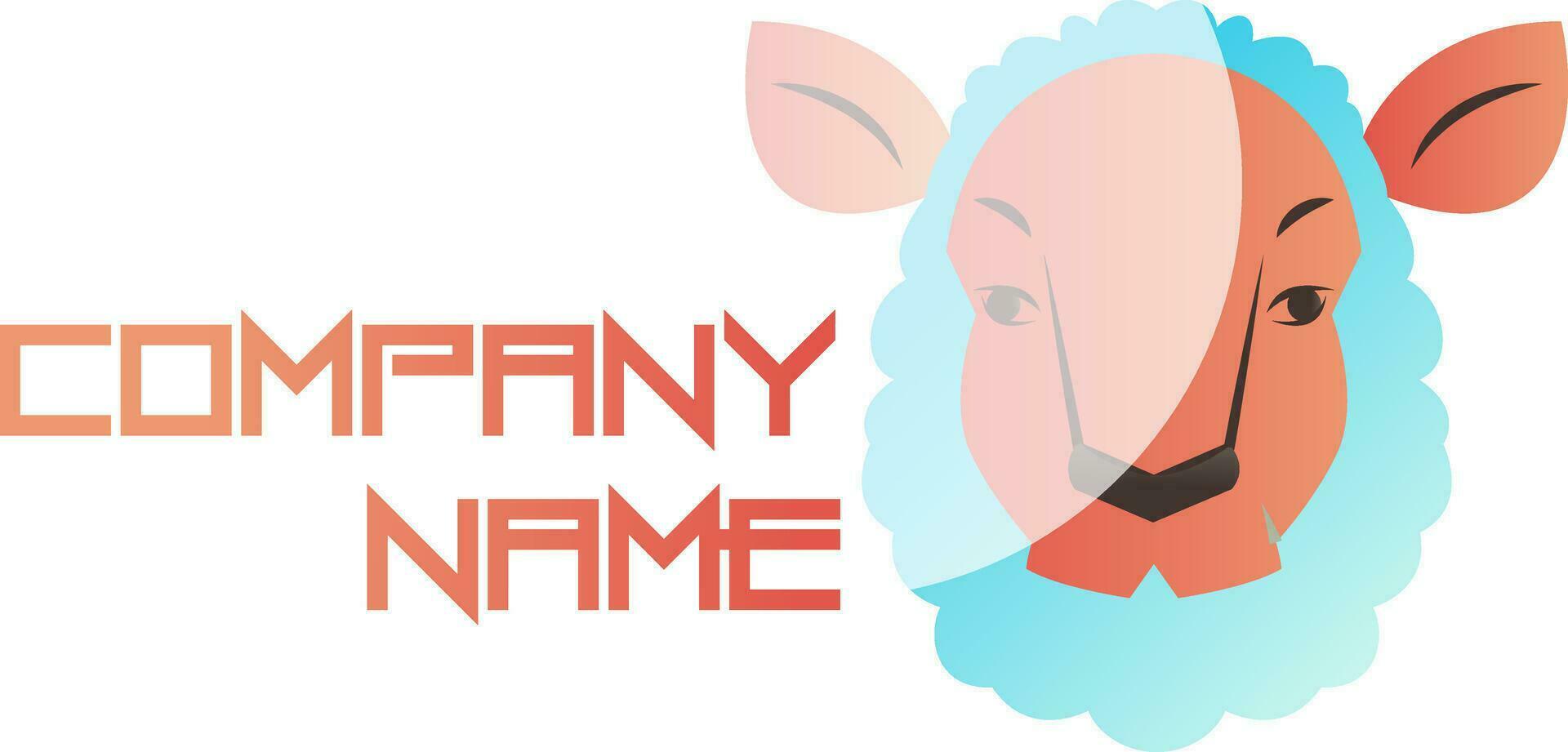 Blue and pink sheep head vector illustration on a white background