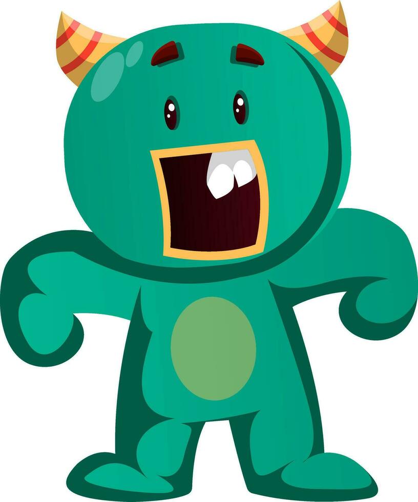 Green monster surprised vector illustration