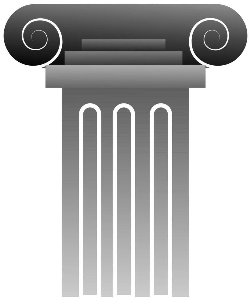 Vector illustration of a grey greek pillar on white background