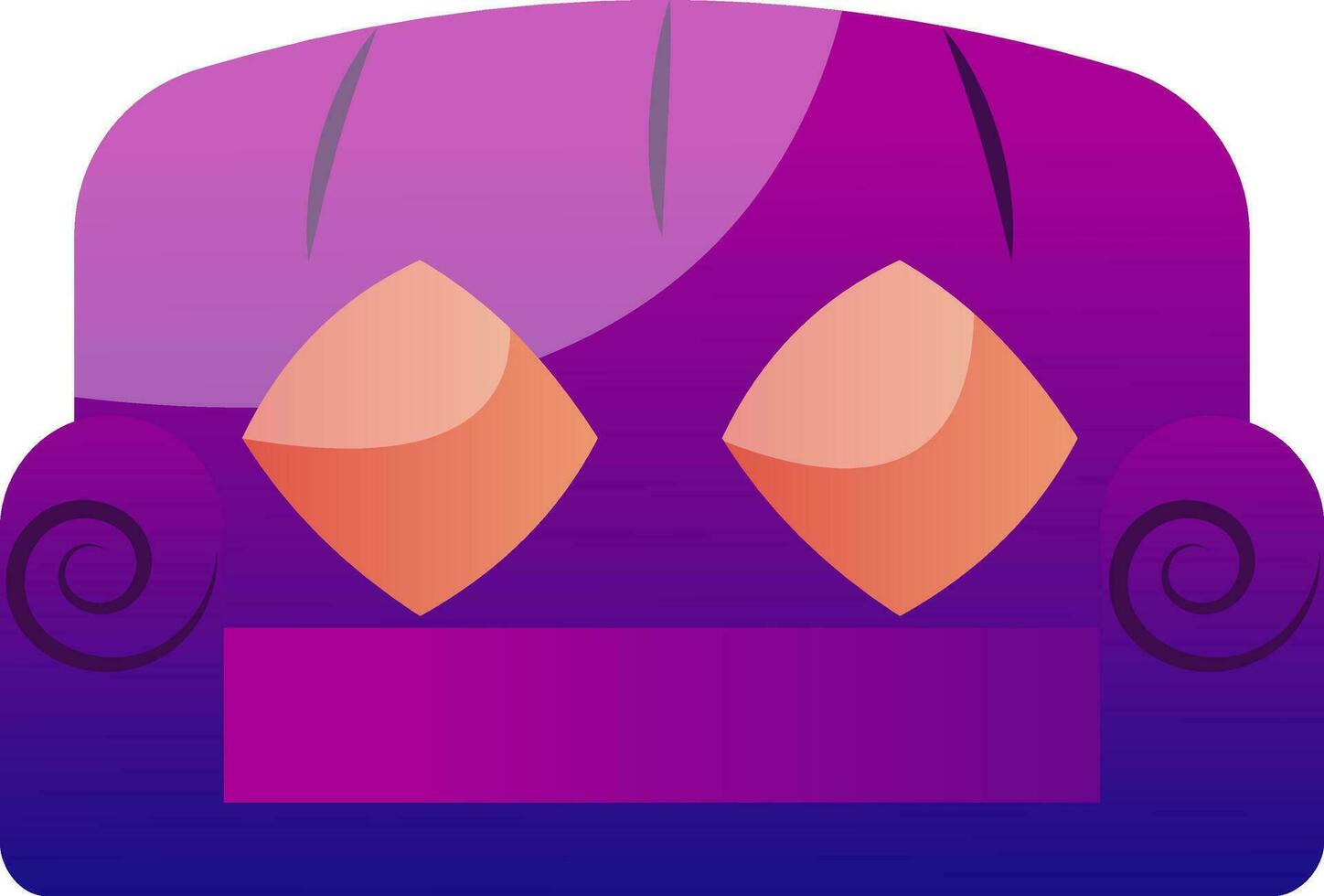 púrpura sofá con dos naranja almohadas vector ilustración en un blanco antecedentes