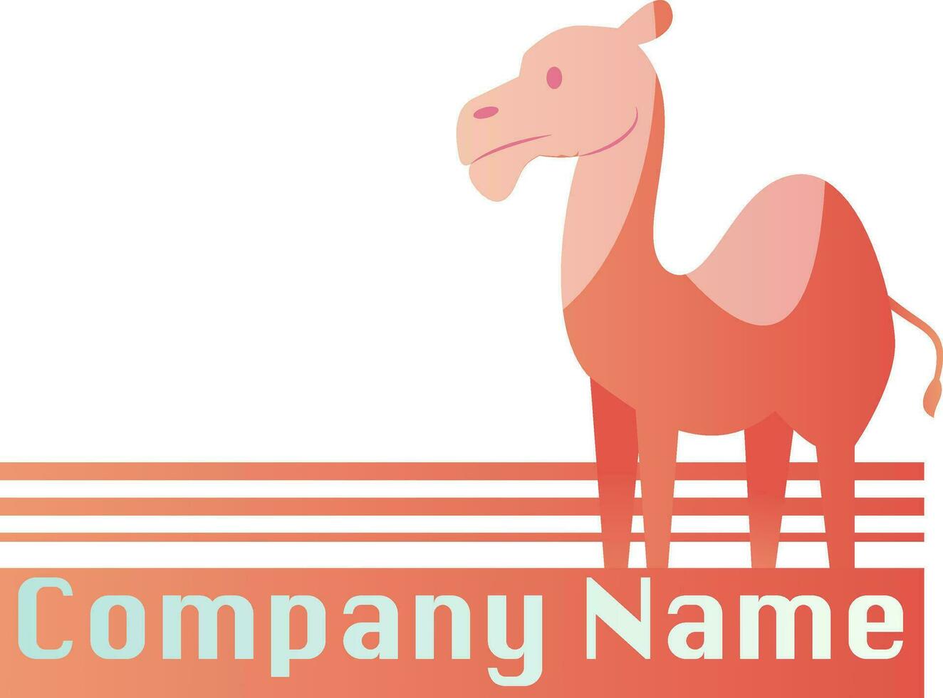 Pink camel with place for a text vector logo design on a white background