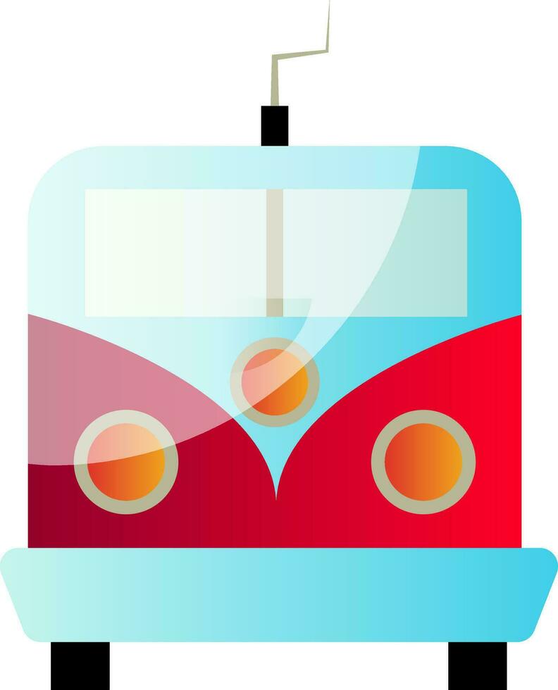 Vector illustration of a front view of a red and blue train on white background