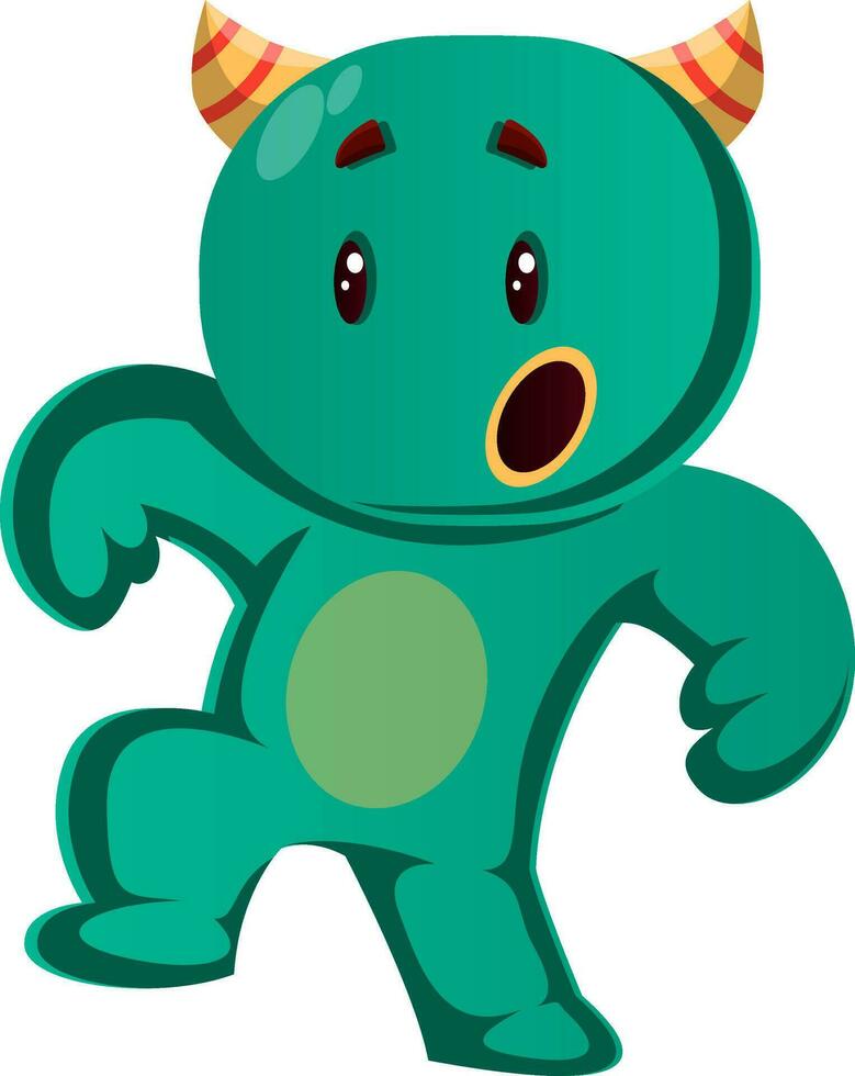 Green monster stepped on something vector illustration