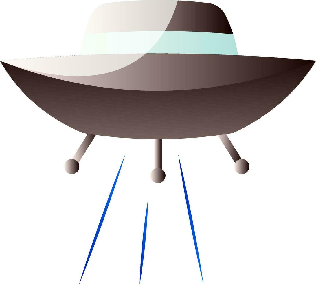 Vector illustration of a grey flying space ship on a white background