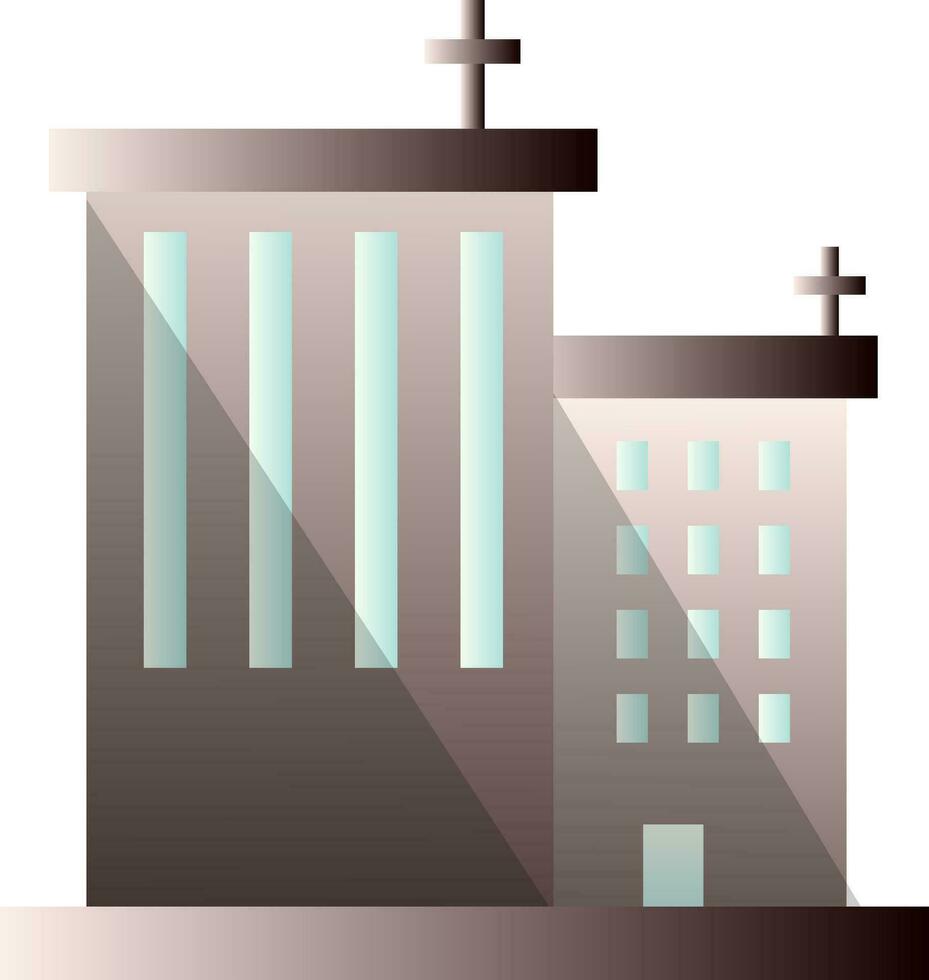 Two dark grey building vector illustration on a white background
