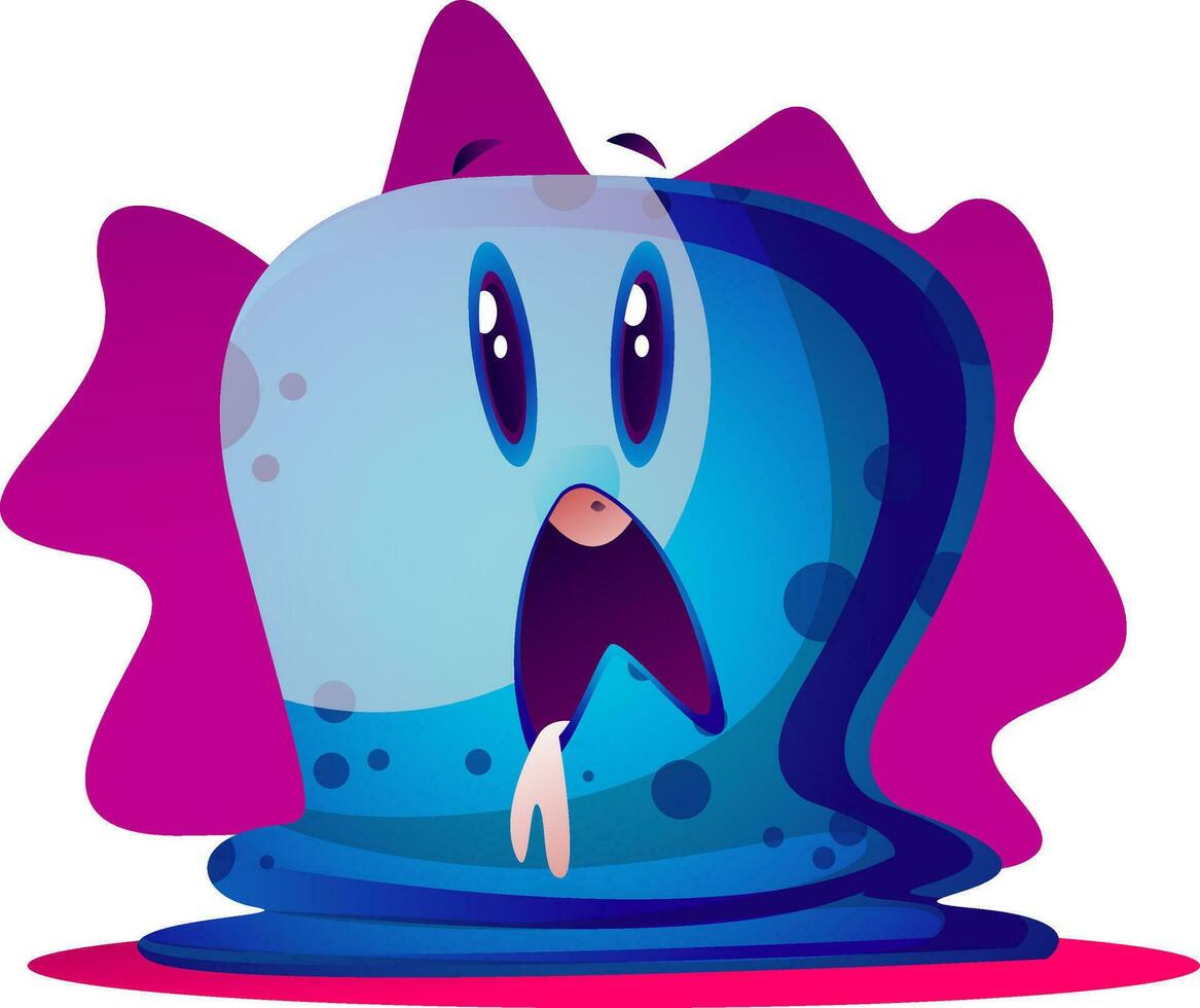 Scard blue cartoon monster vector illustartion on white background