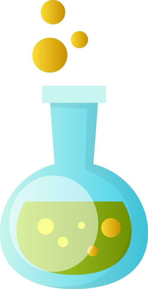 Vector illustration of a chemical beaker with green fluid in it on white background