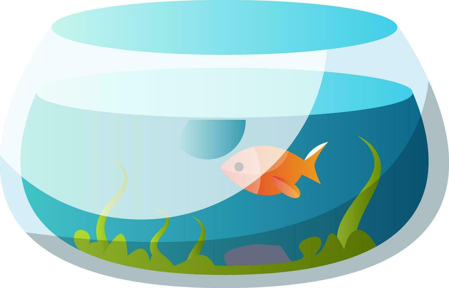 Round fishbowl with one goldfish vector illustration on a white background