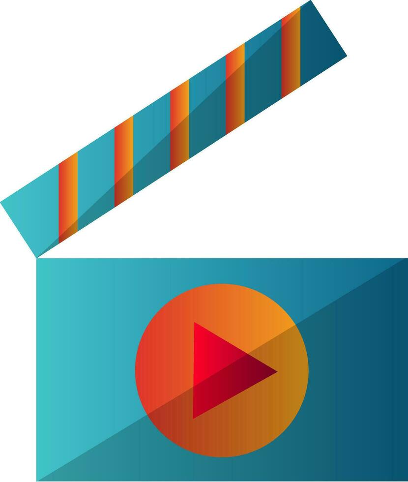 Blue and orange video player icon vector illustration on a white background