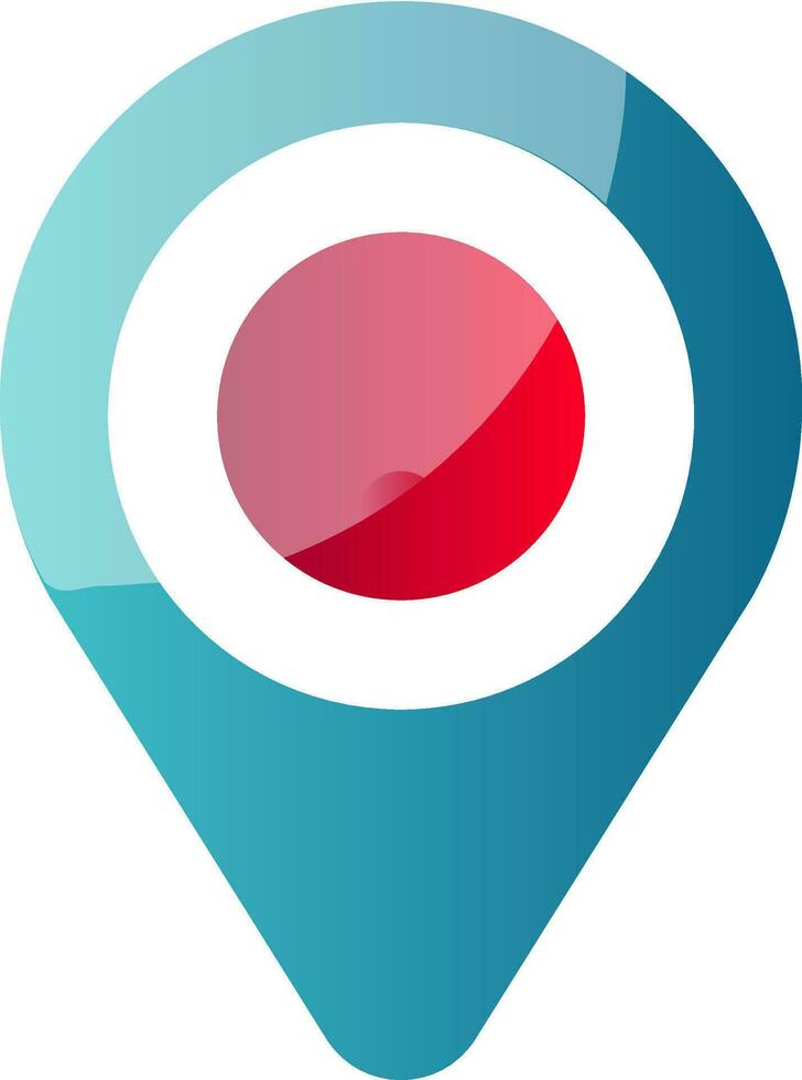 Vector illustration of a blue and red location icon on a white background