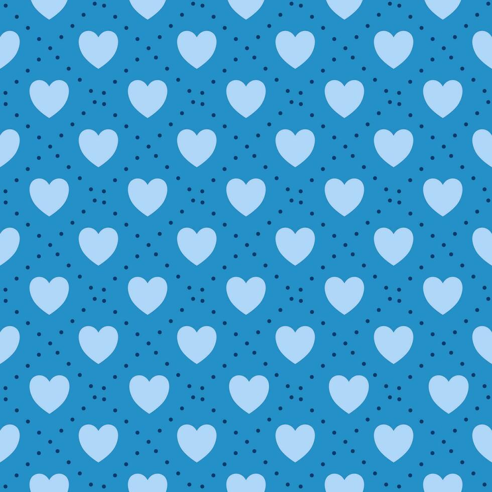 Hearts pattern swatch on blue background for printing on fabric, textiles, layouts, covers, and wallpapers, websites. vector