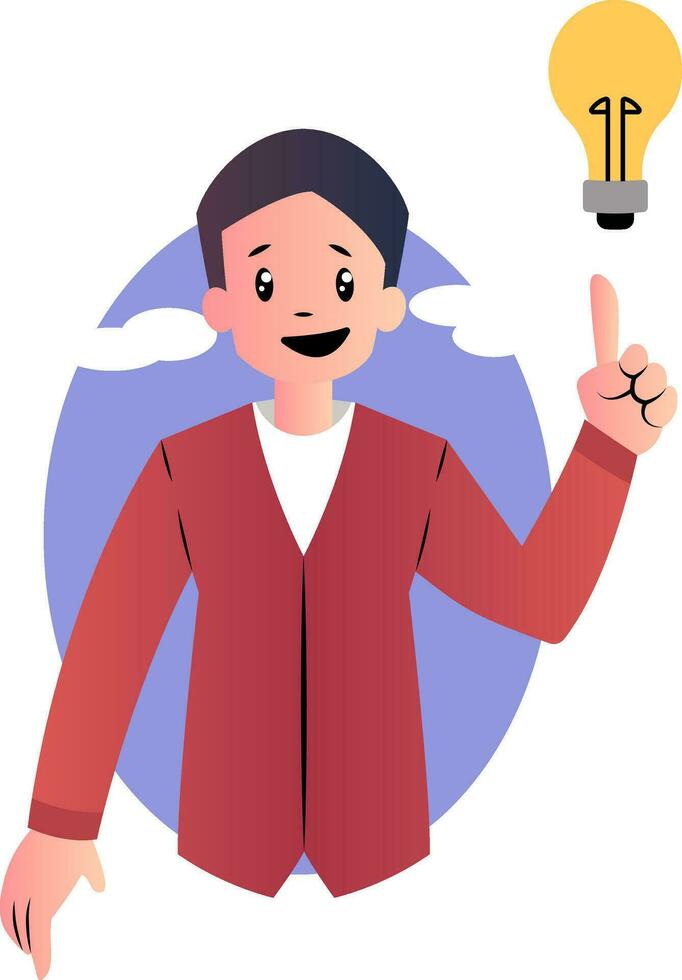 Cartoon guy having good idea vector ilustartion on white background