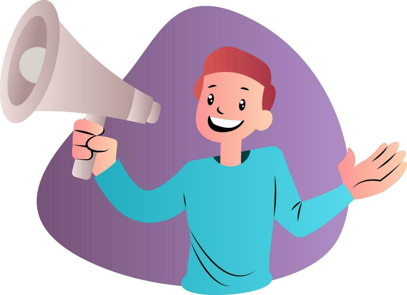 Cartoon guy holding megahone vector illustartion on white background