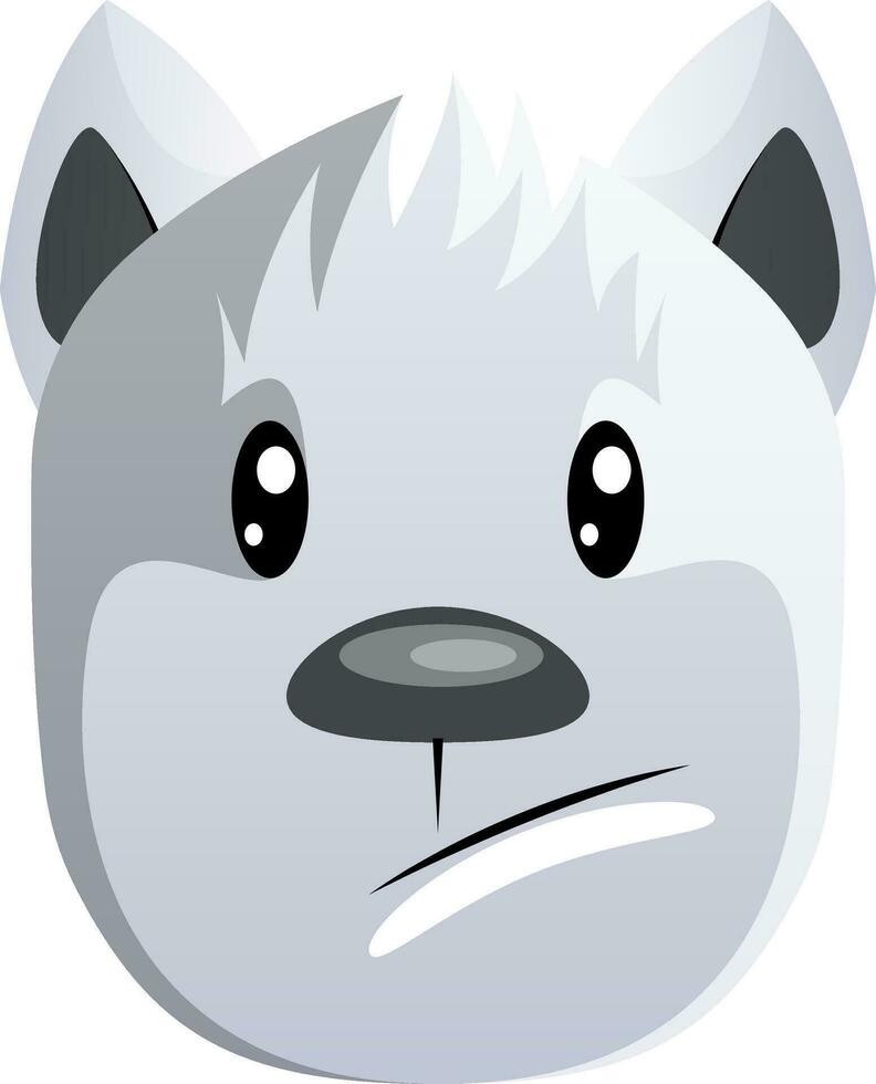 Sad white cartoon dog vector illustartion on white background