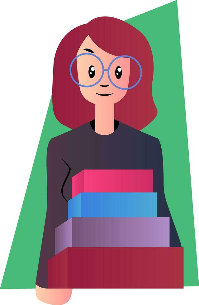 Cartoon woman carry bunch of boxes vector illustartion on white background