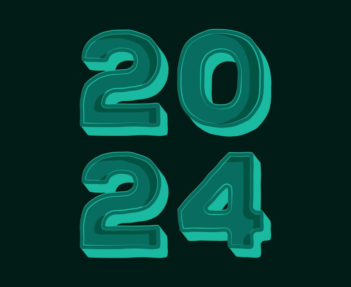 2024 Happy New Year Abstract Green Graphic Design Vector Logo Symbol Illustration With Black Background