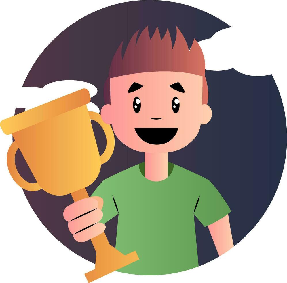 Cartoon boy holding goblet vector illustration on white background