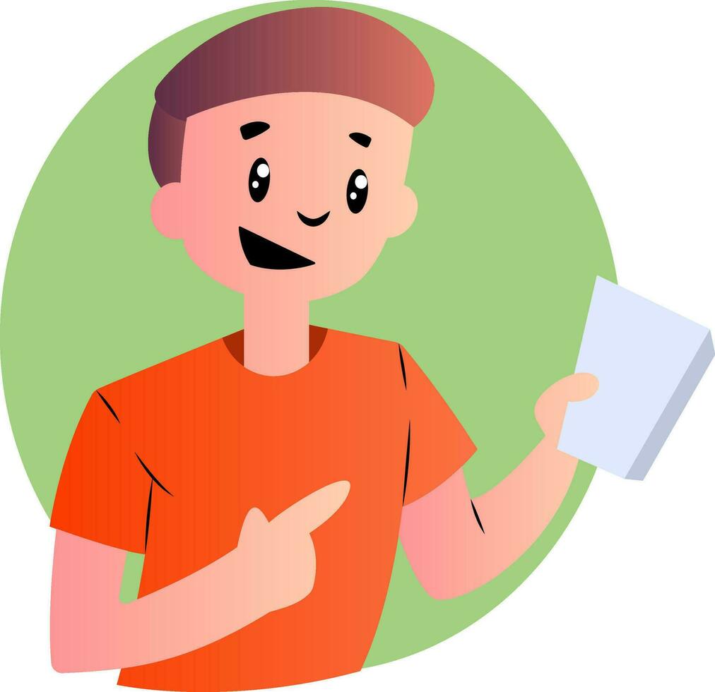 Cartoon boy in orange shirt vector illustration on white background