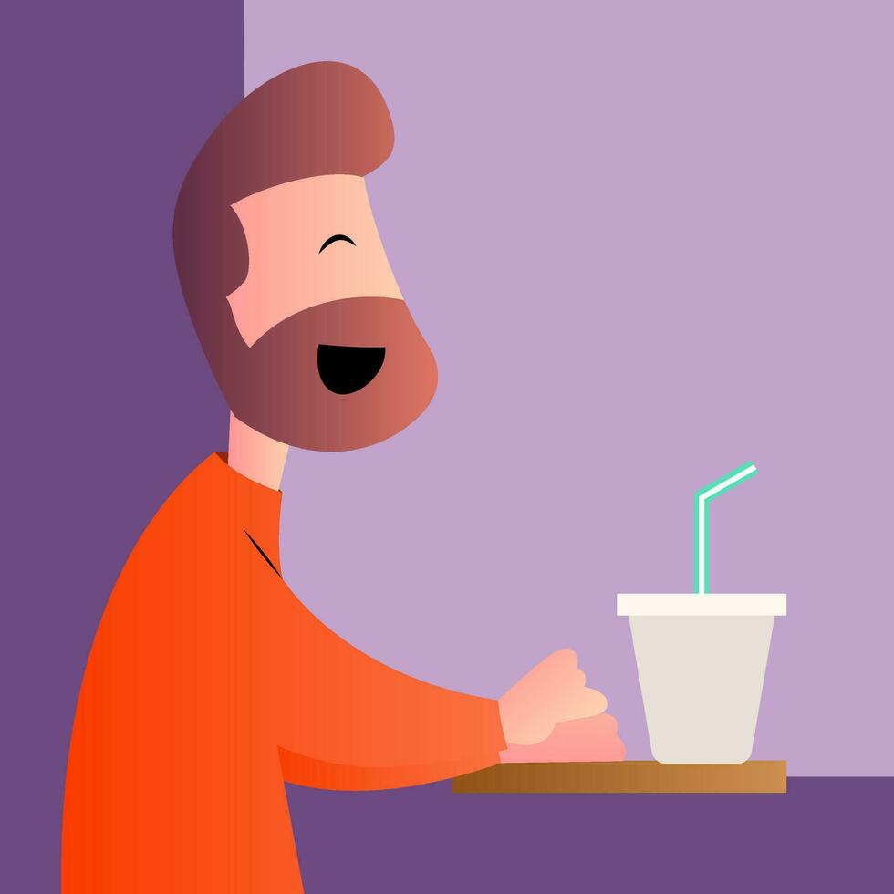 Cartoon man sitting in cafe vector illustartion