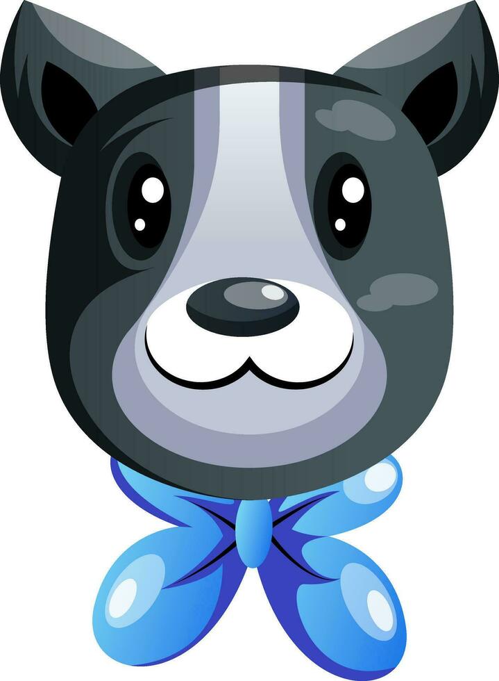 Cute black dog with blue tie vector illustartion on white background