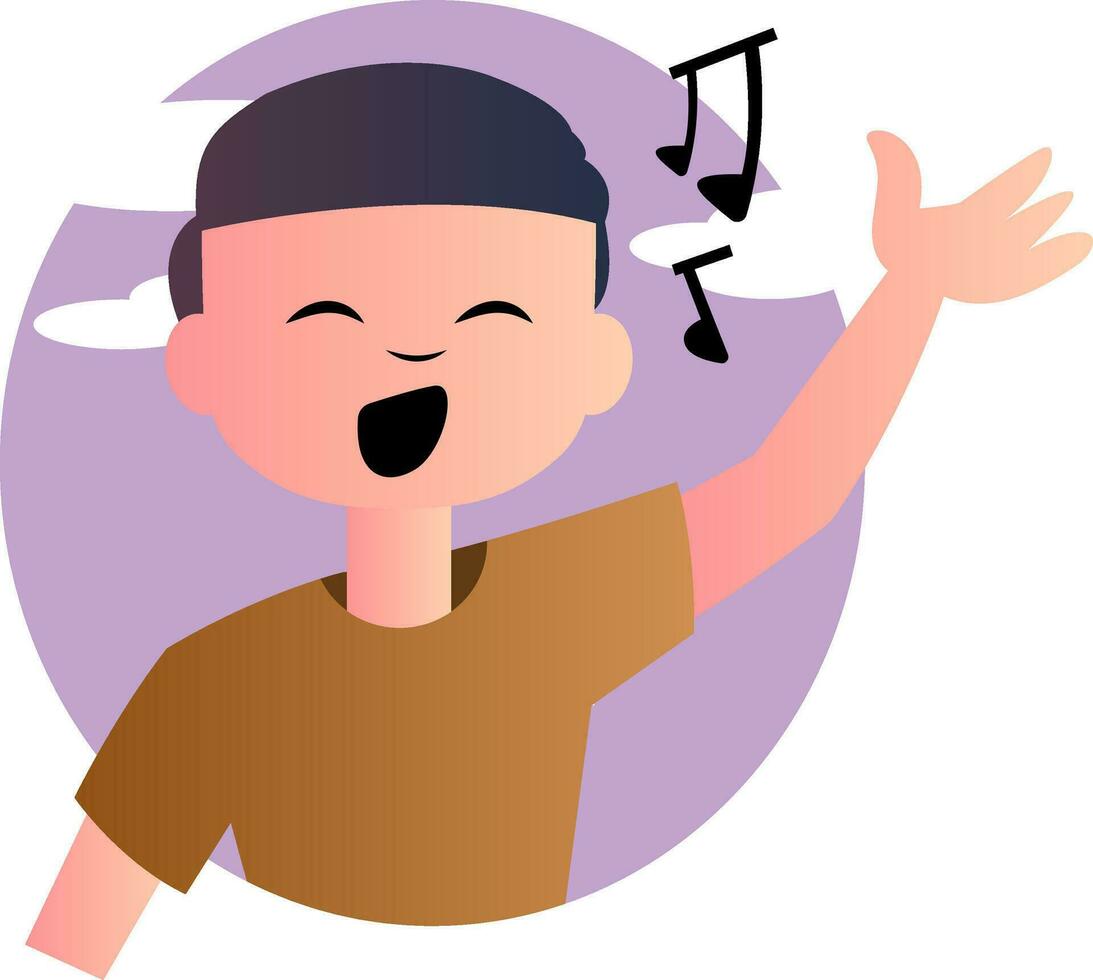 Cartoon boy singing vector illustration on white background