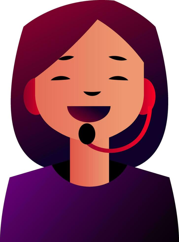 Customer support girl talking on a headphones vector illustration on a white background