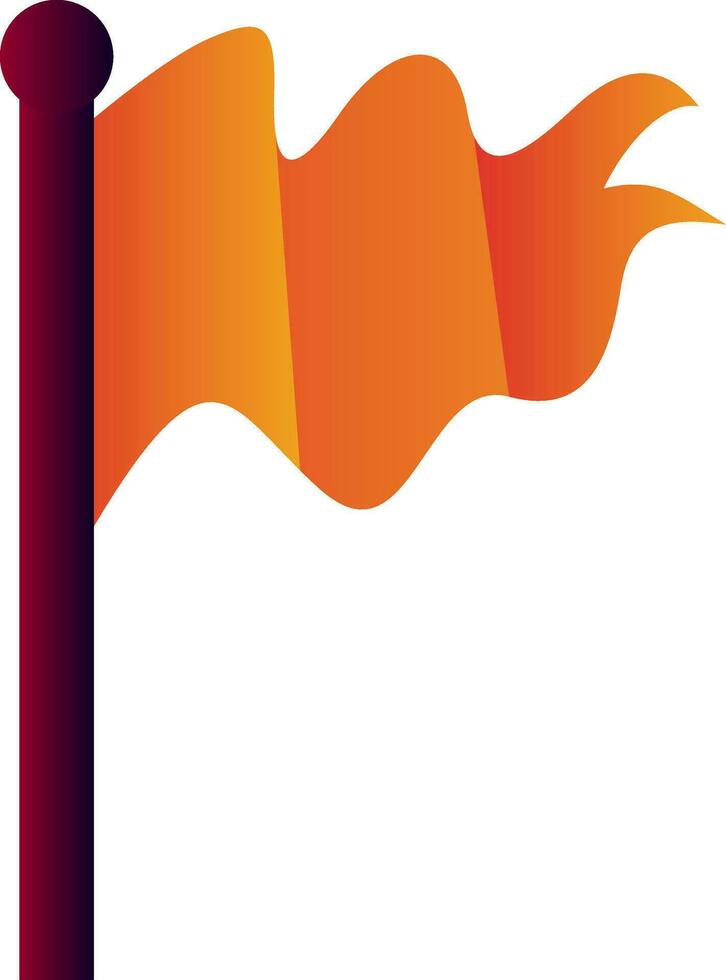 Orange flag on purple stick vector icon illustration on a white background
