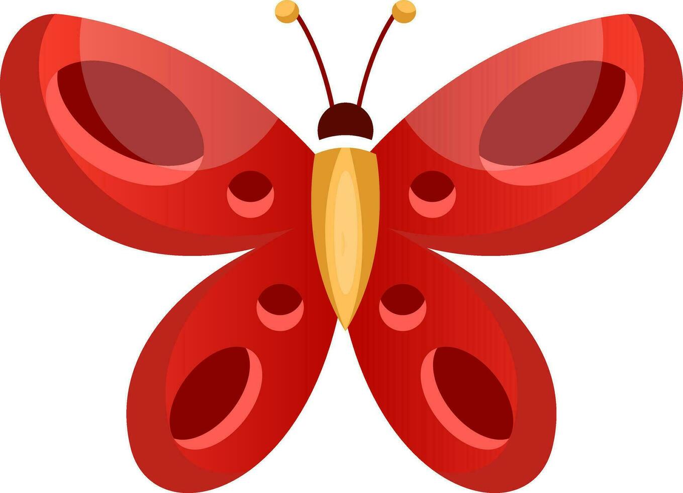 Red butterfly vector illustration on a white background