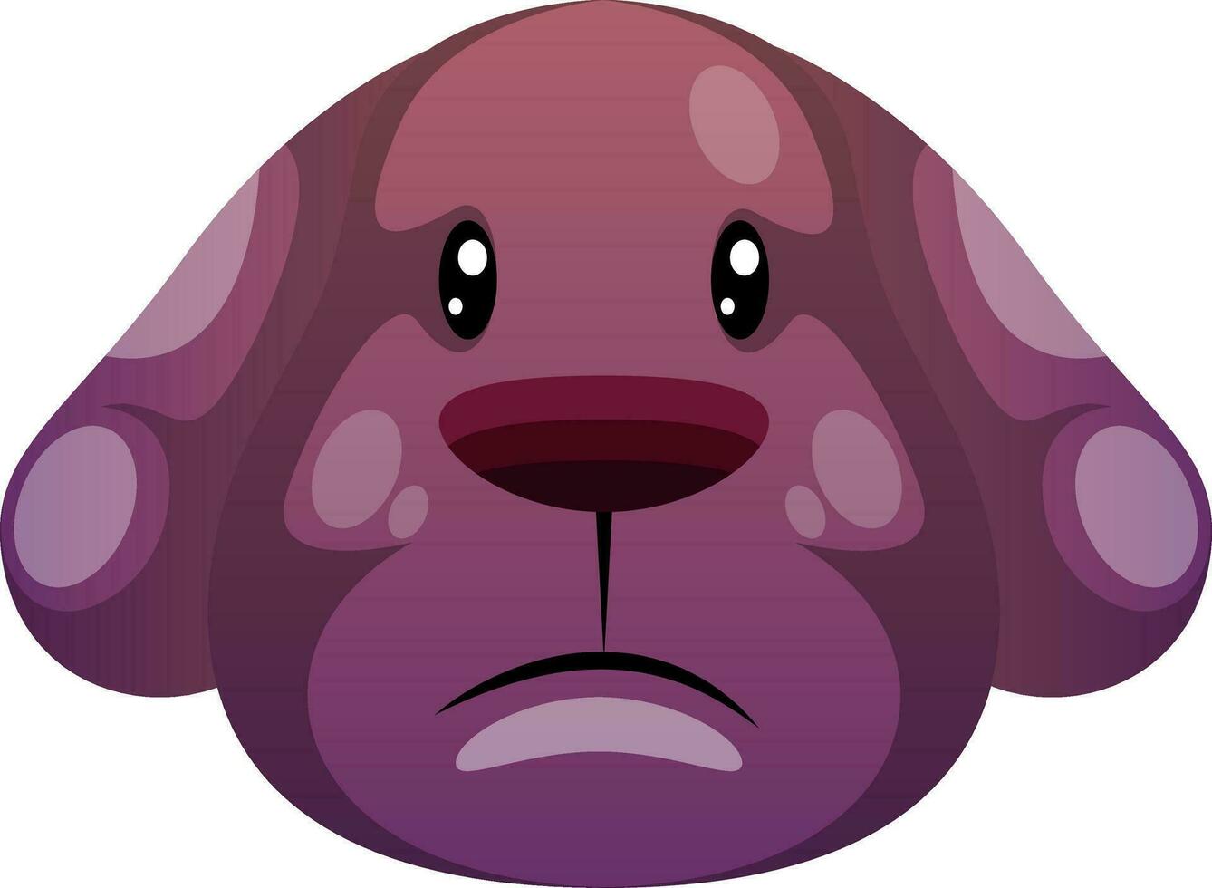 Sad purple cartoon dog vector illustartion on white background