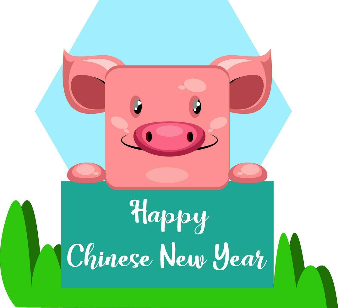 Pig wishes you Happy Chinese New Yearillustration vector on white background