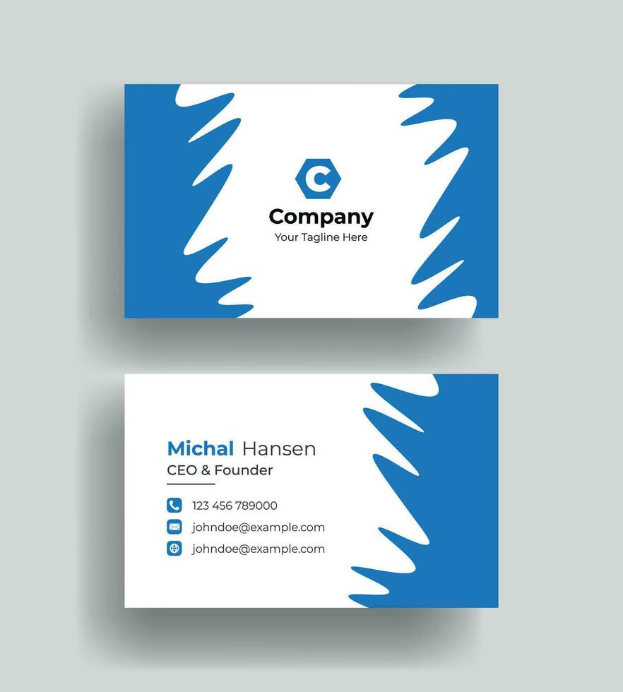 Double-sided creative Professional modern simple unique blue minimalist gold elegant vector blank vertical and clean business card design print template