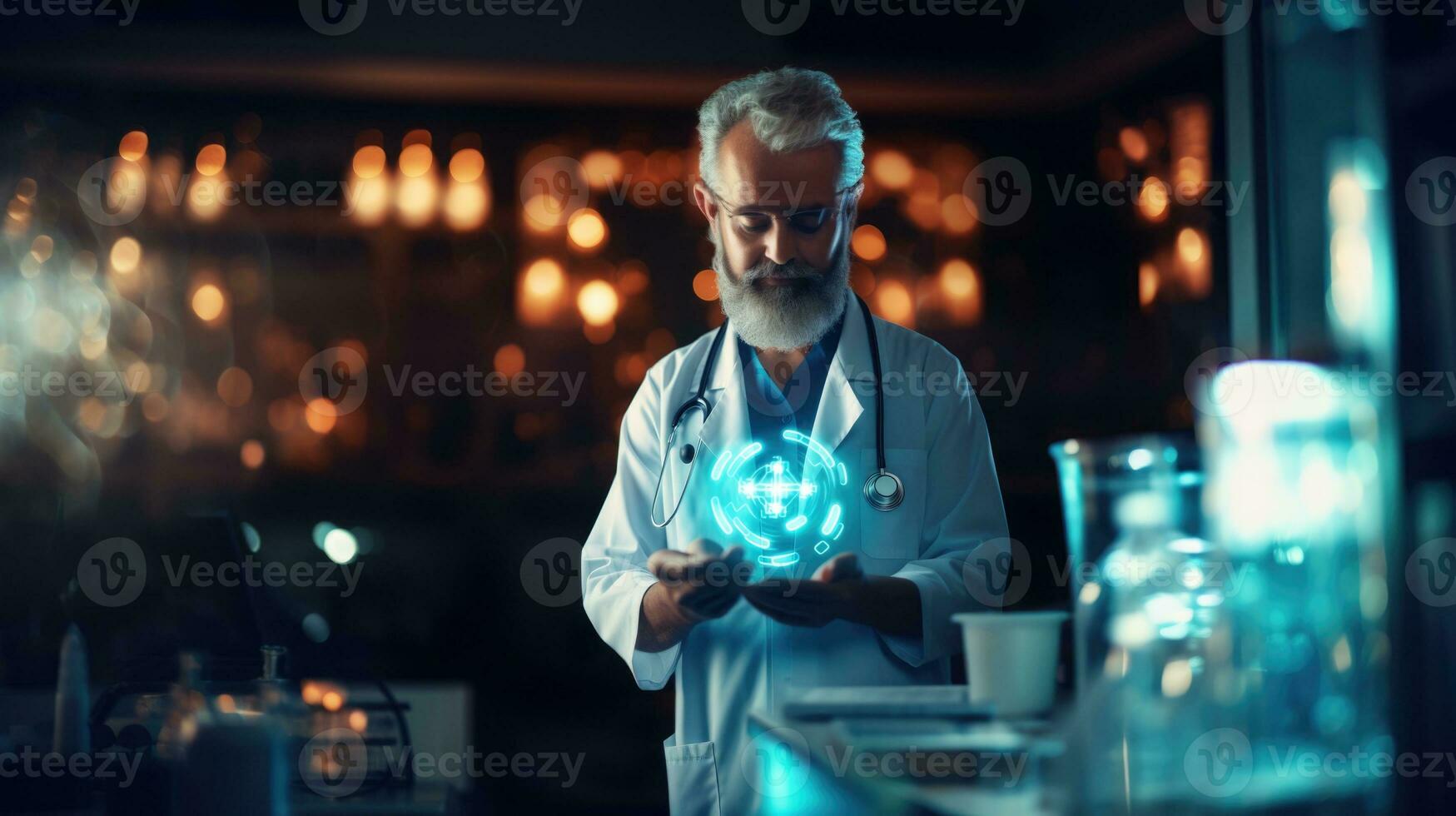 AI generated Realistic UI Icon Digital Healthcare with Doctor, Nurse ... Circuit Diagram