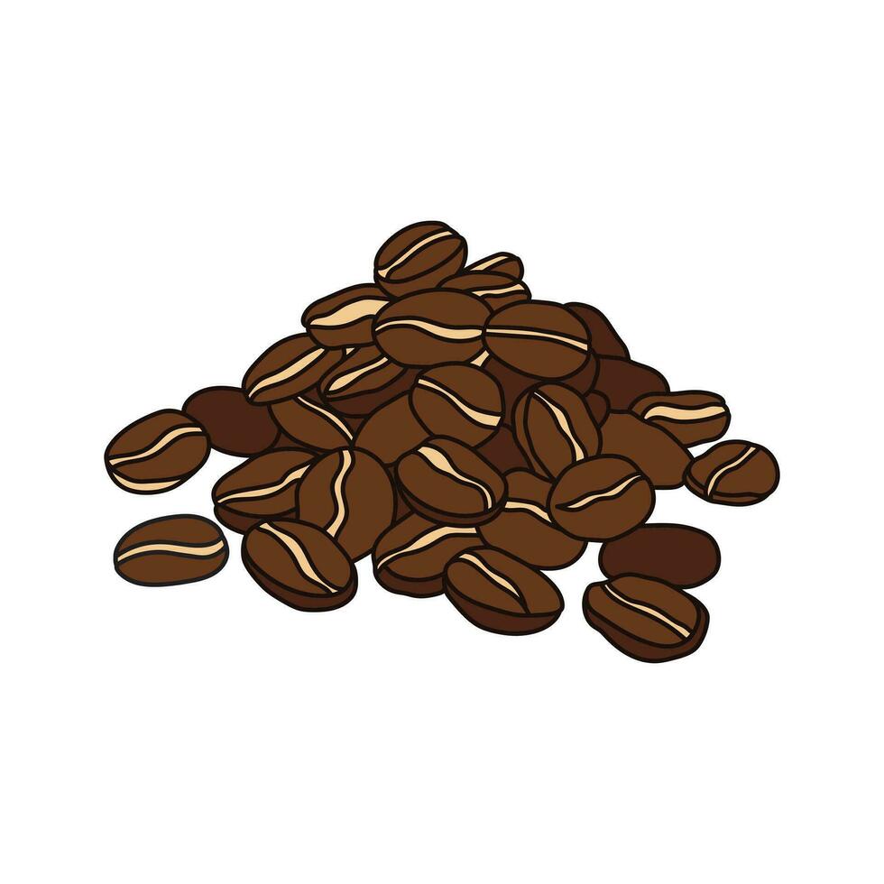 Kids drawing vector Illustration coffee beans in a cartoon style Isolated on White Background