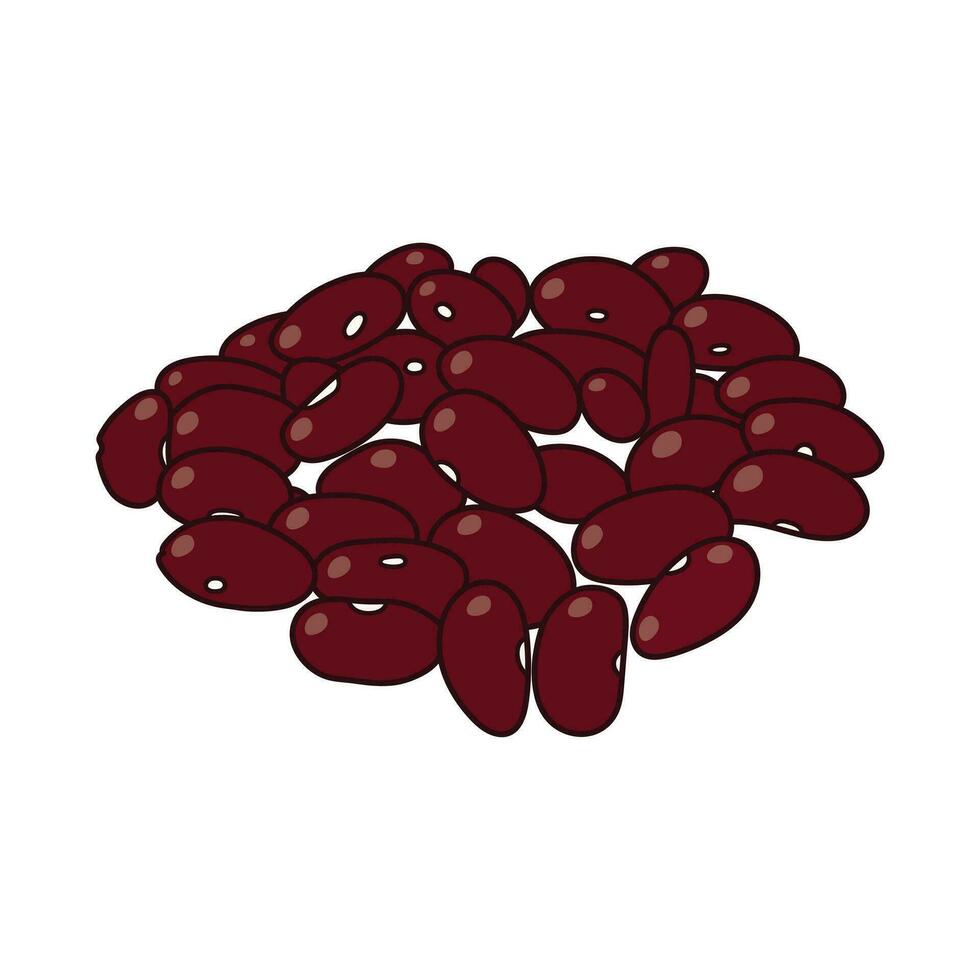 Kids drawing vector Illustration red beans in a cartoon style Isolated on White Background